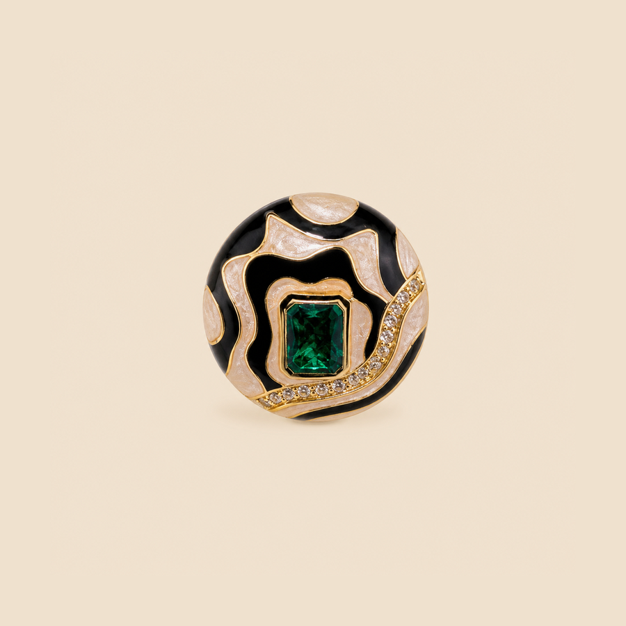 Noir Emerald Wave Studs