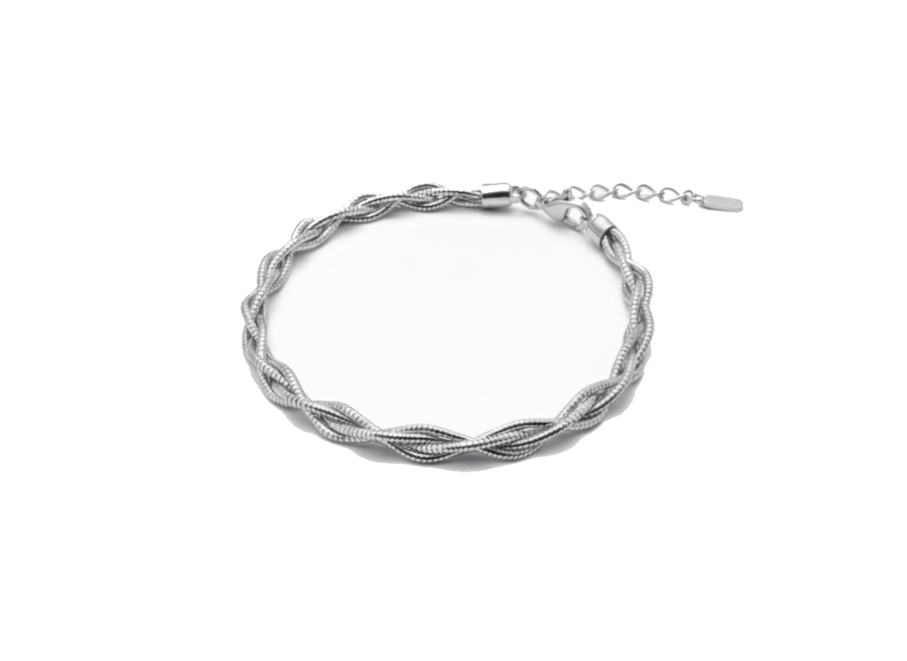 Silver Triple Twist Bracelet in 925 sterling silver, worn view