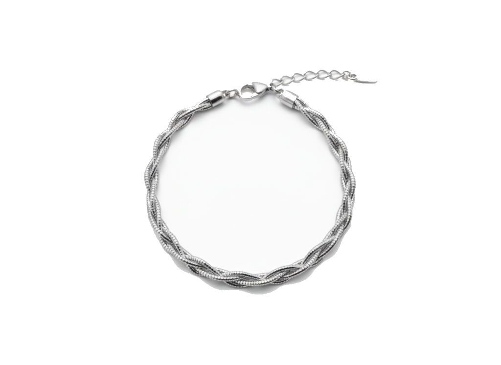 Silver Triple Twist Bracelet styled on the wrist