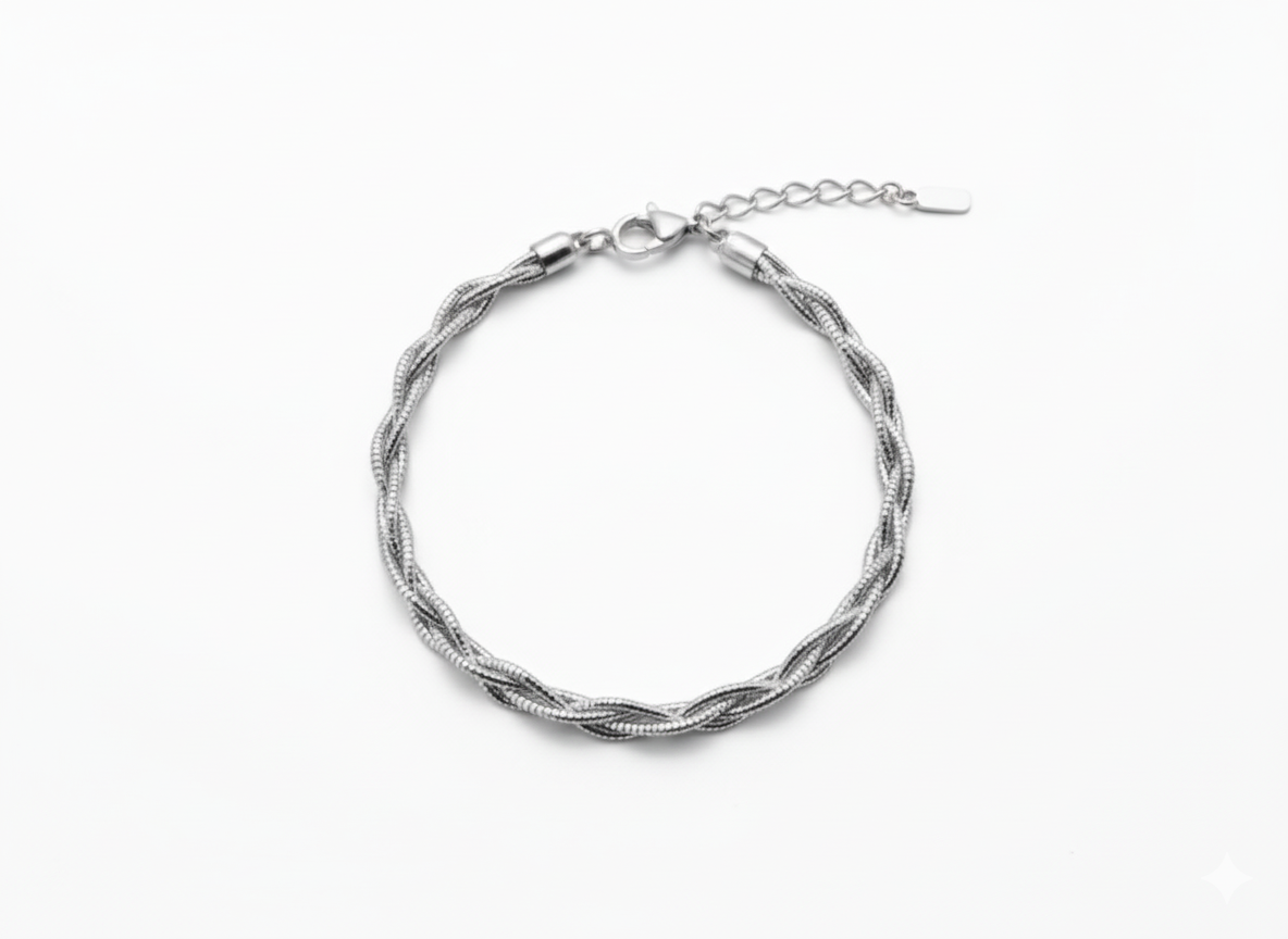 Silver Triple Twist Bracelet worn view | Ethical Lab-Grown Diamonds Delhi