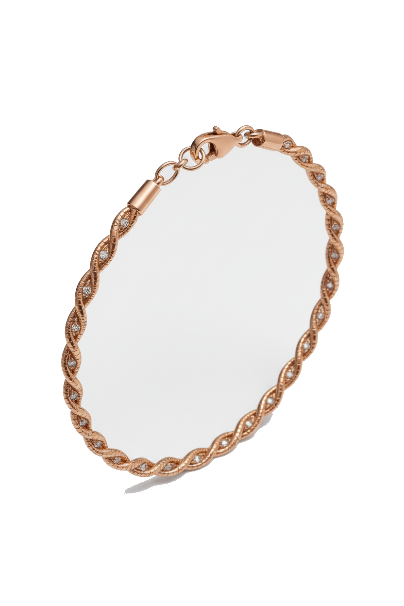 Close up of Twine Link Bracelet in BIS Hallmarked Gold | RareCut Lab Grown Diamonds