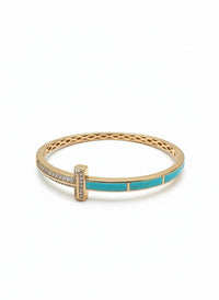 Close up of Turquoise Axis Bangle in BIS Hallmarked Gold | RareCut Lab Grown Diamonds
