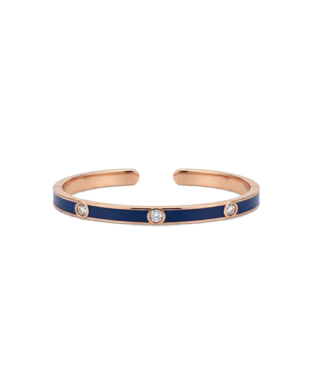 Close up of Navy Orbit Cuff in BIS Hallmarked Gold | RareCut Lab Grown Diamonds