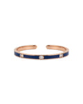 Close up of Navy Orbit Cuff in BIS Hallmarked Gold | RareCut Lab Grown Diamonds