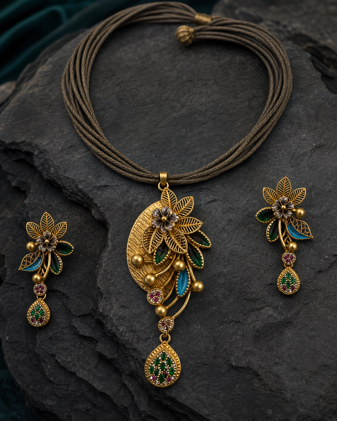 Teal Garden Pendant Set
