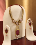 Crimson Cameo Collar Necklace Set – full set