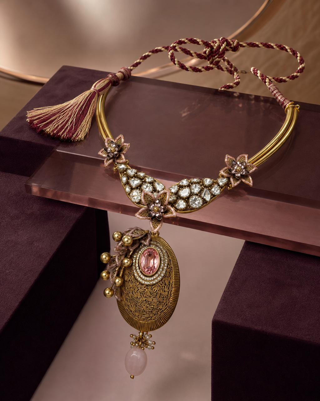 Blush Medallion Collar Necklace Set – necklace
