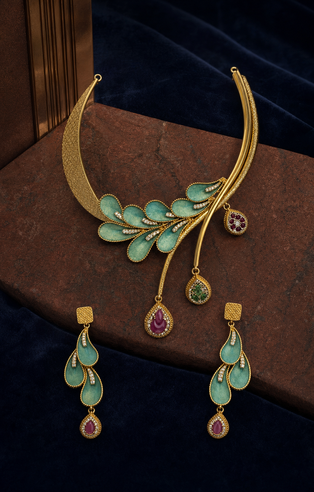 Turquoise Vine Collar Necklace Set