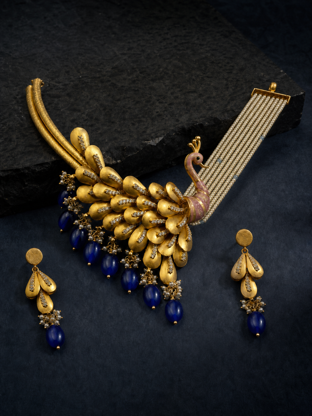 Midnight Peacock Pendant Set