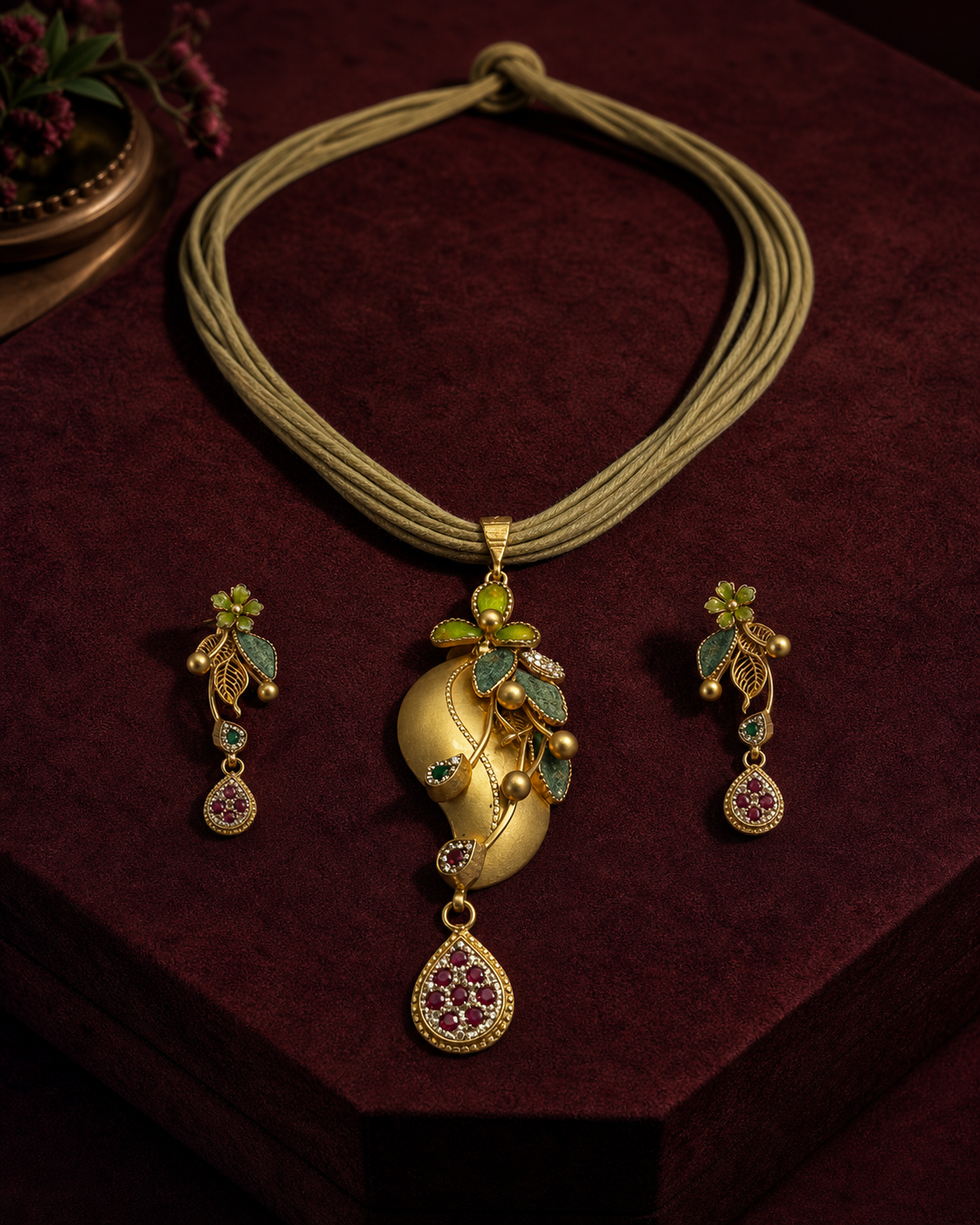 Olive Crest Pendant Set
