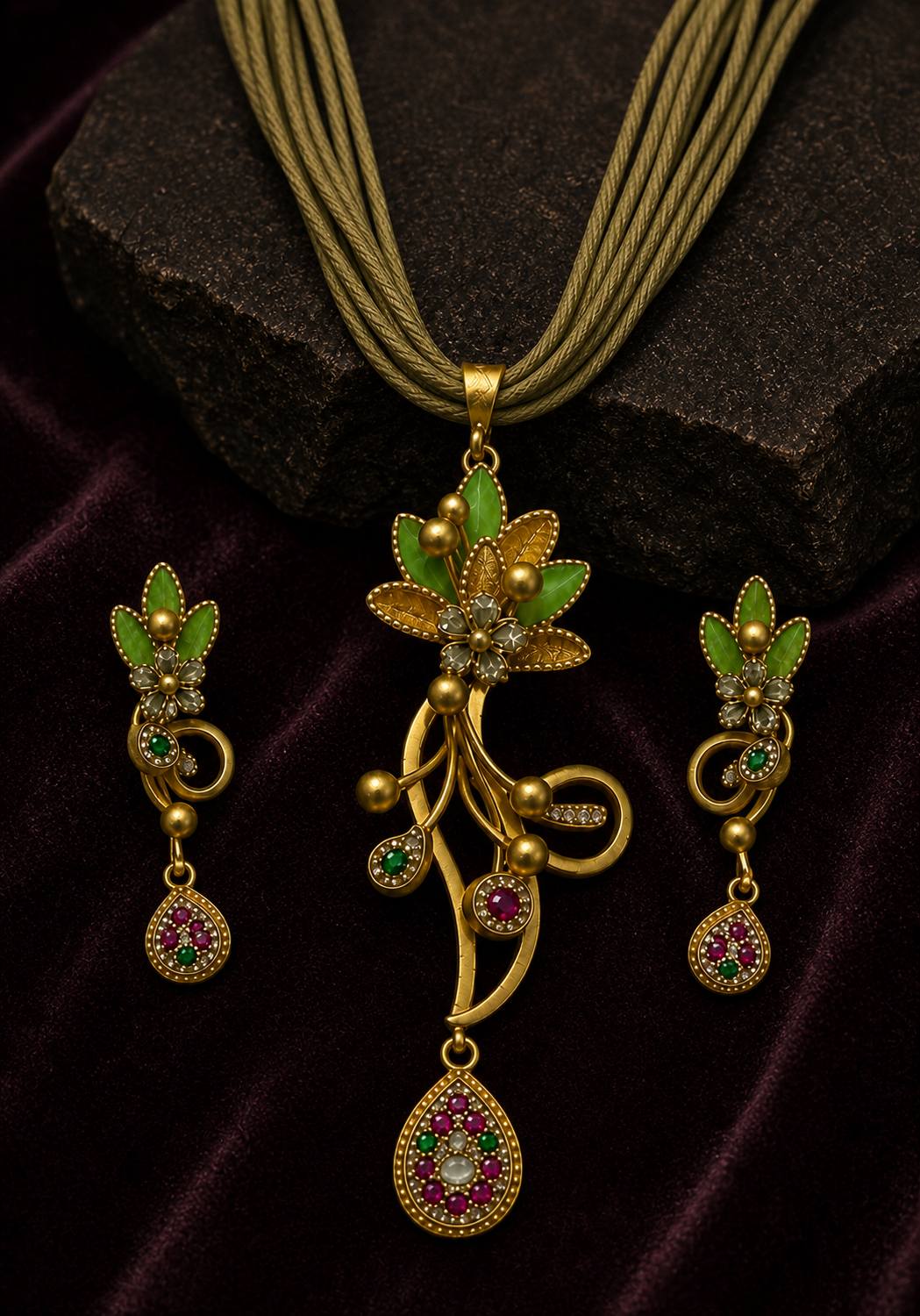 Emerald Bloom Pendant Set