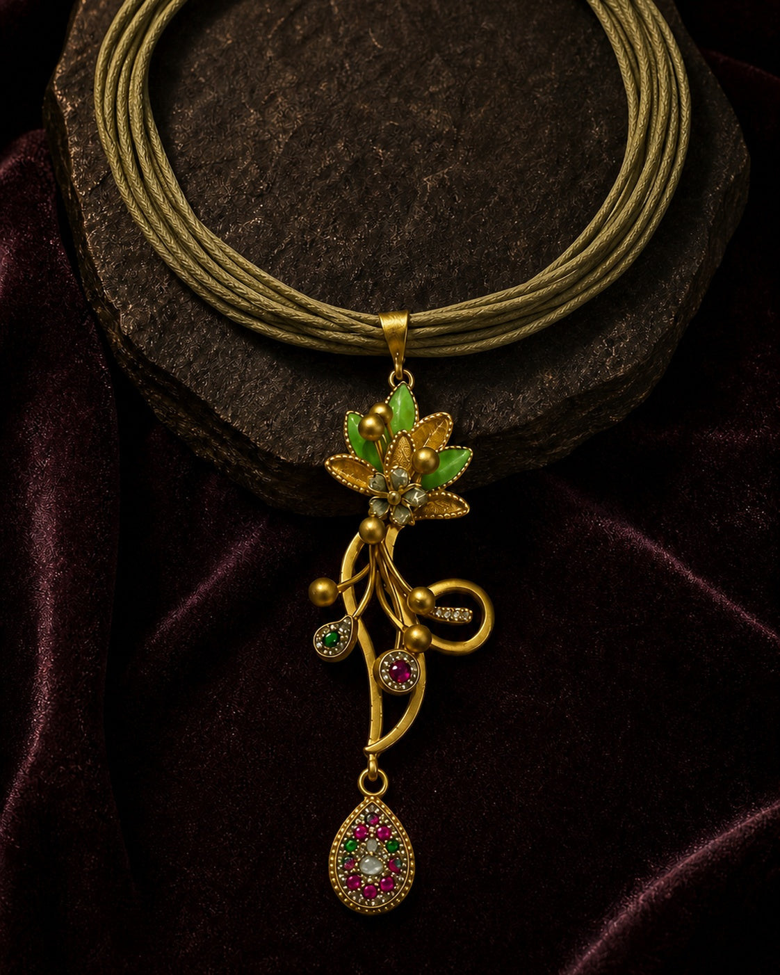 Emerald Bloom Pendant Set