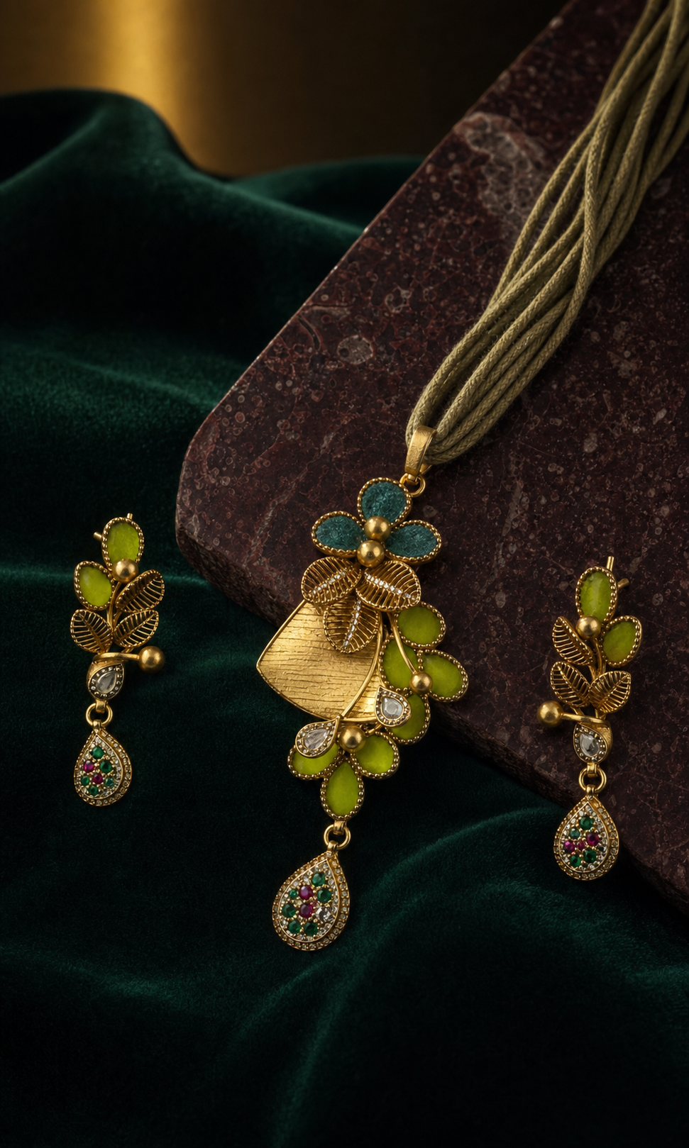 Gilded Petal Pendant Set