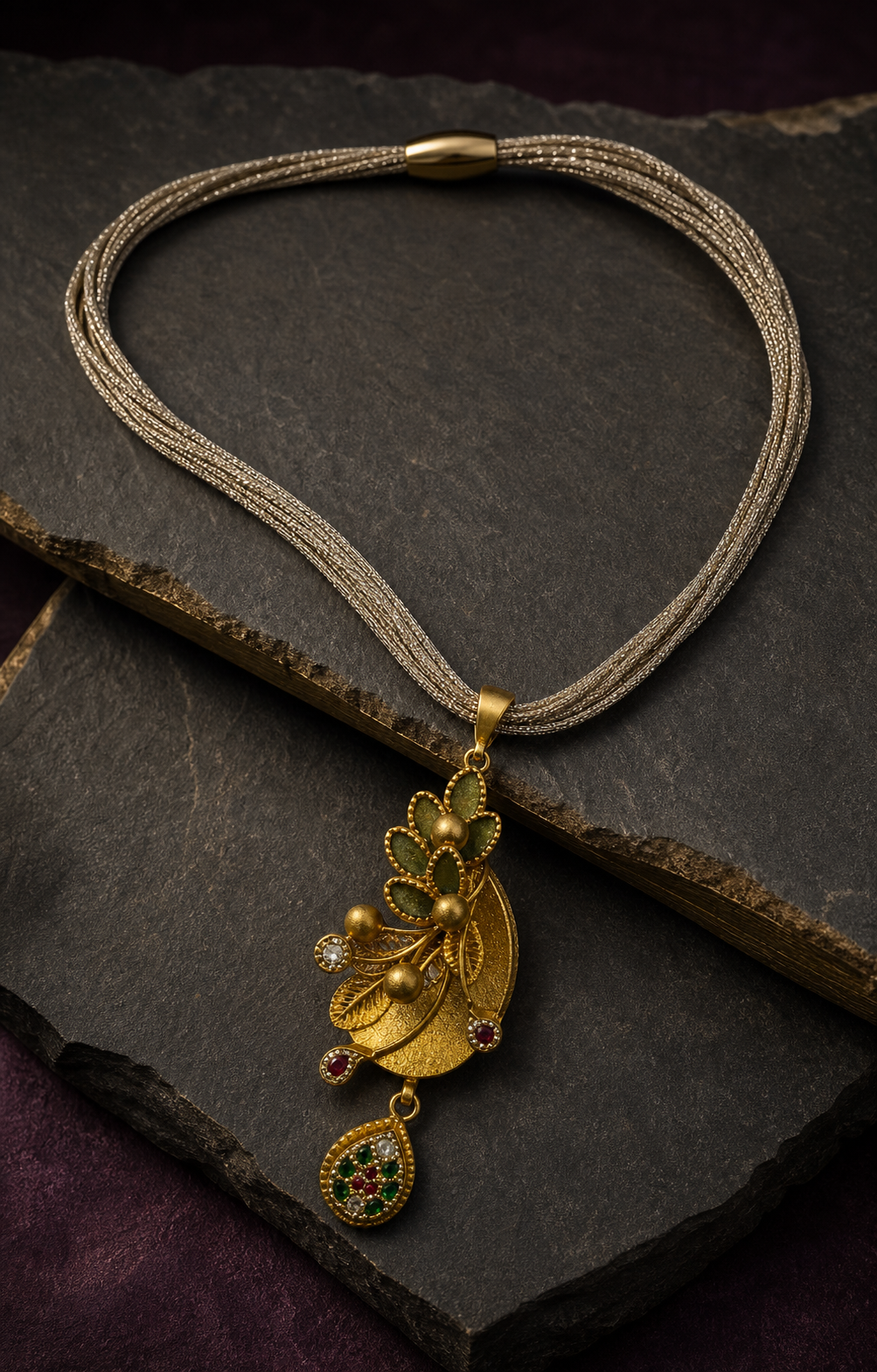 Antique Leaf Pendant Set