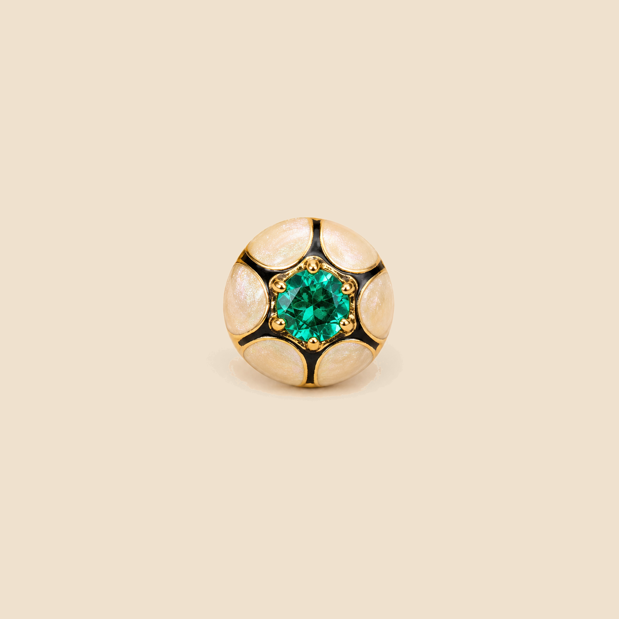 Ivory Emerald Dome Studs