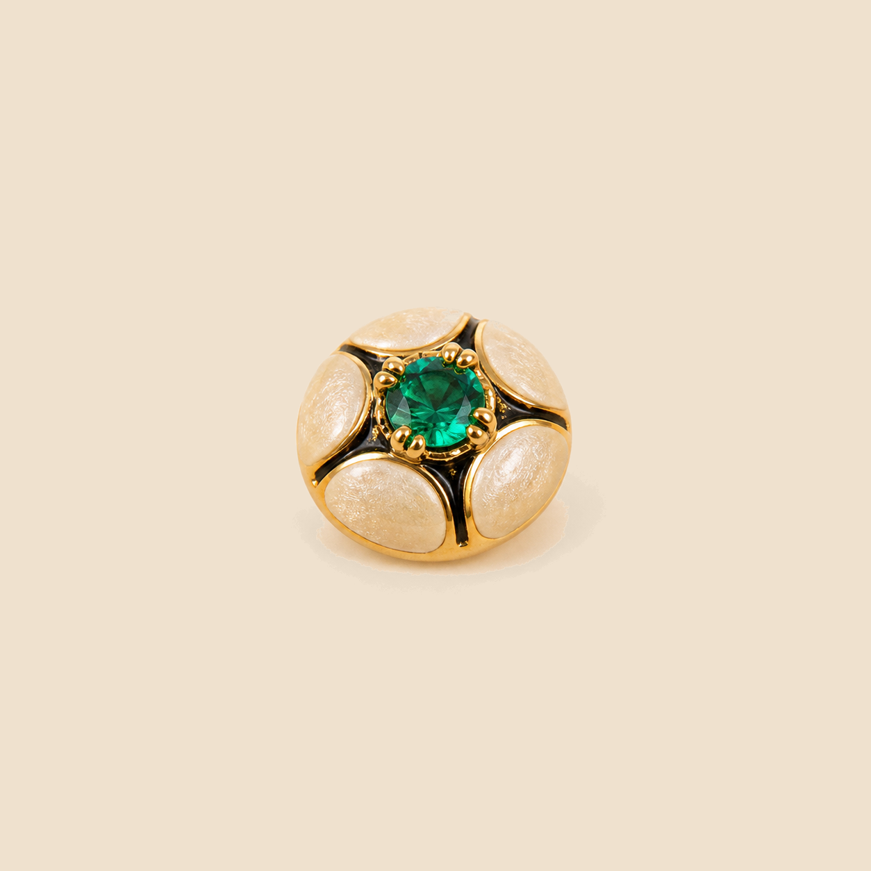 Ivory Emerald Dome Studs