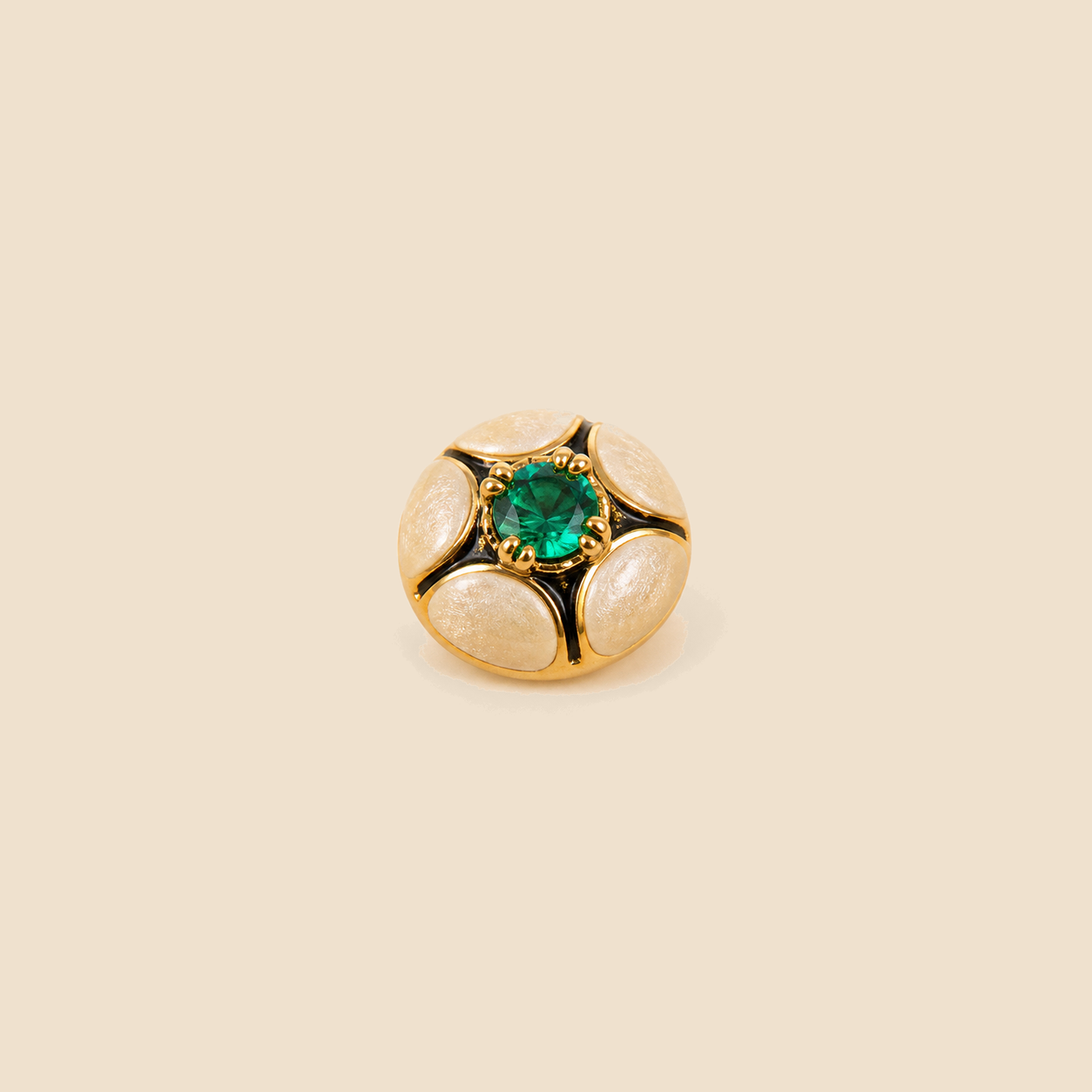 Ivory Emerald Dome Studs