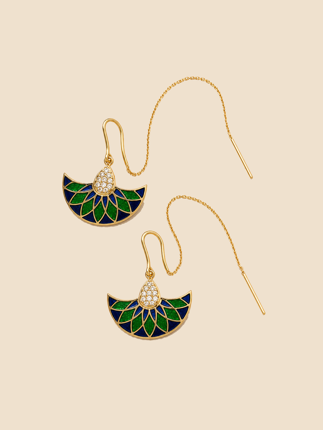 Mayura Fan Threader Earrings