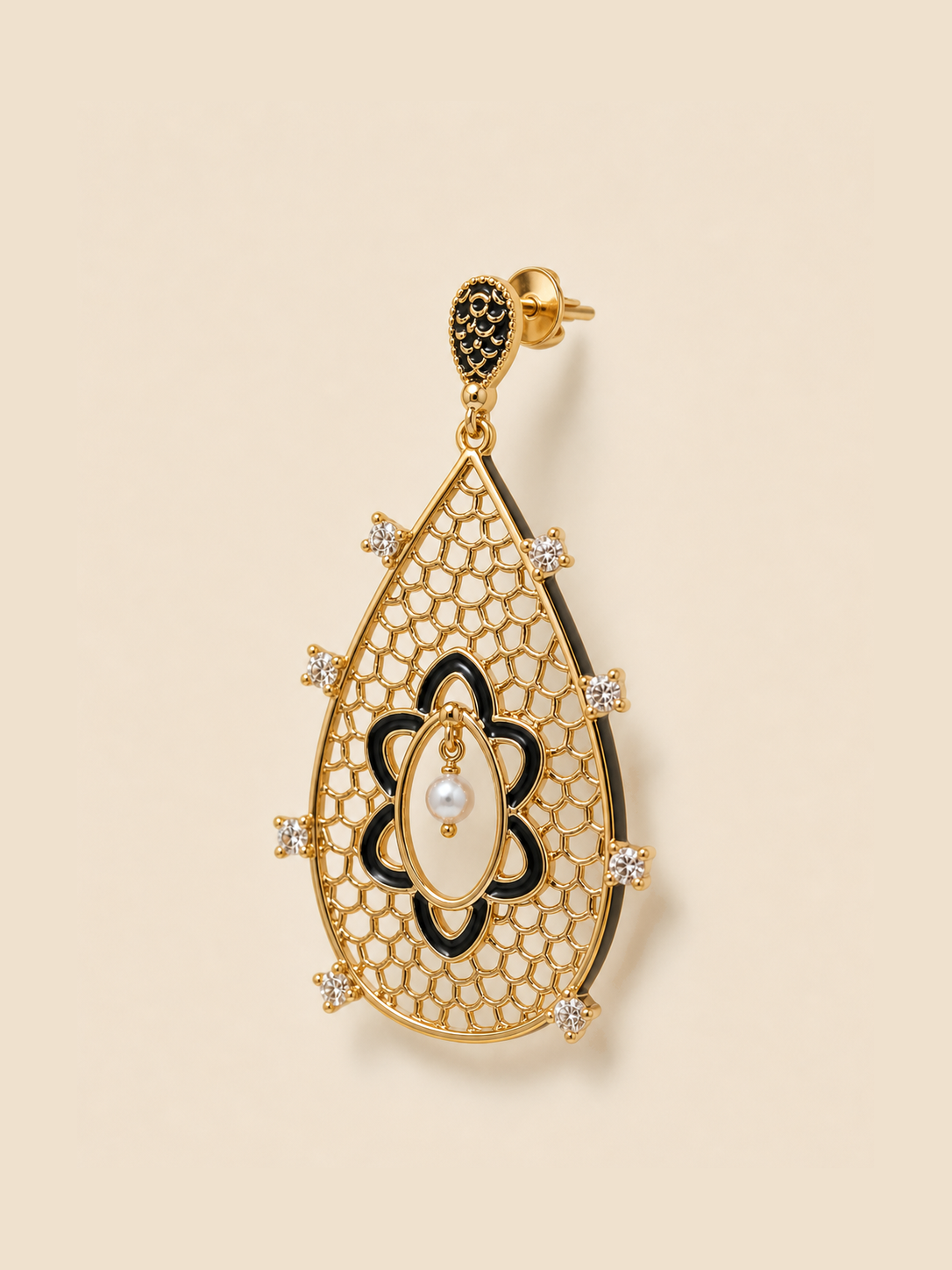 Noir Jaal Pearl Drop Earrings