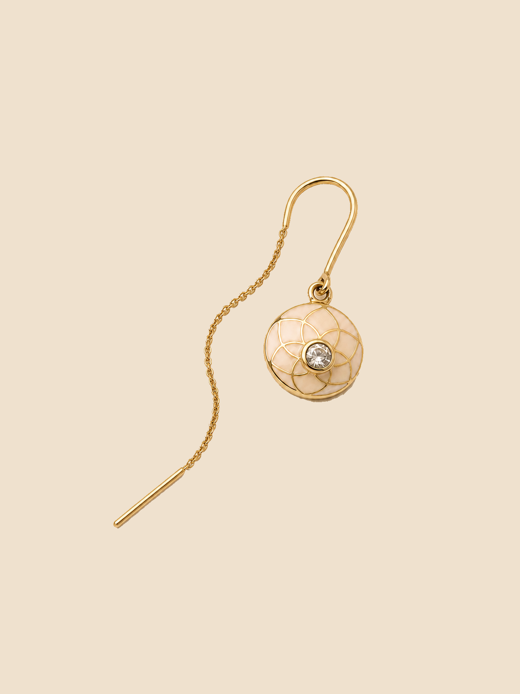 Ivory Halo Threader Earrings