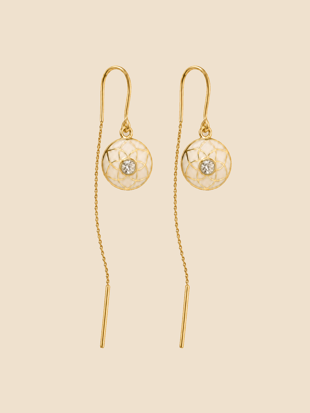 Ivory Halo Threader Earrings