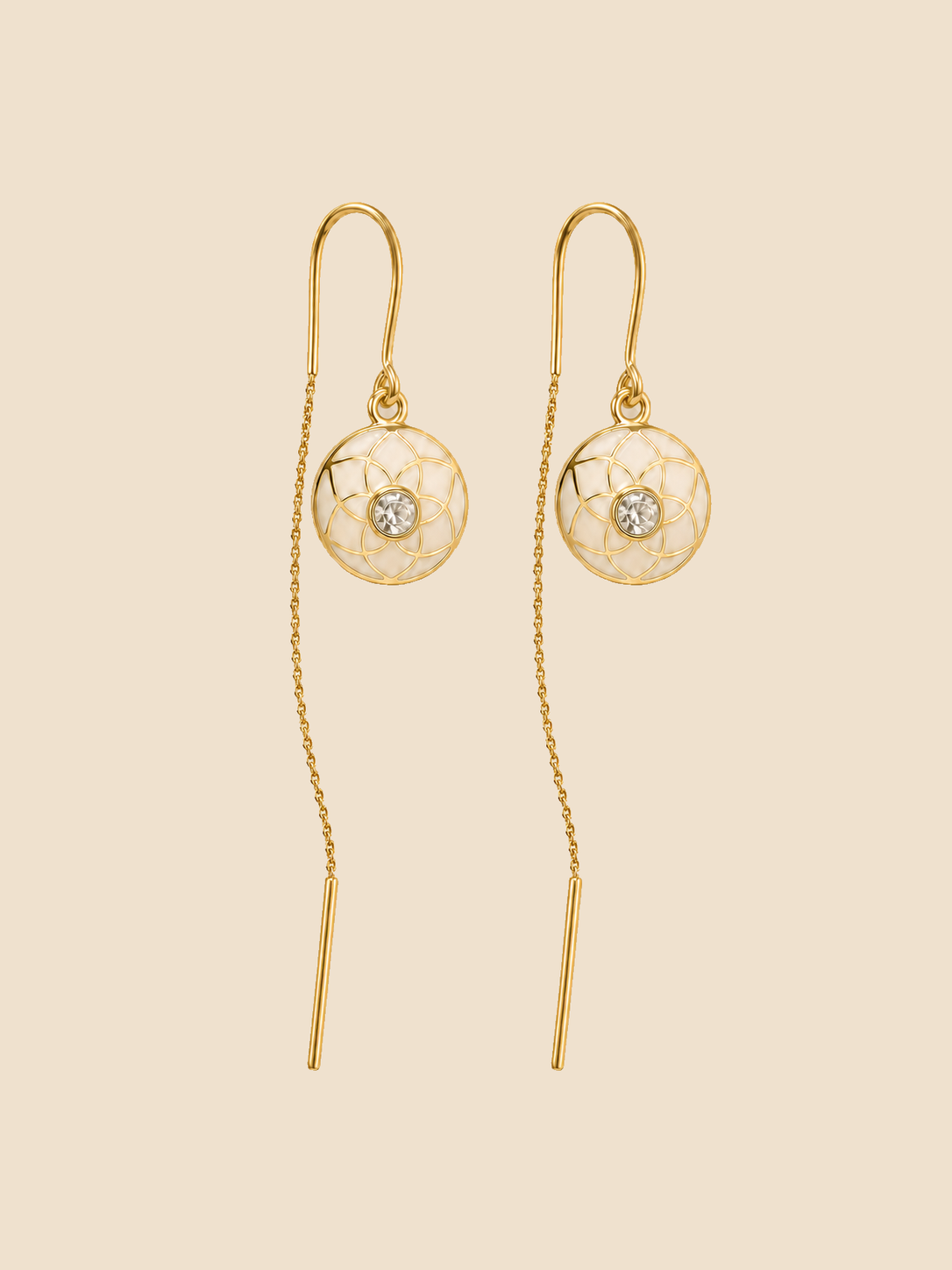 Ivory Halo Threader Earrings