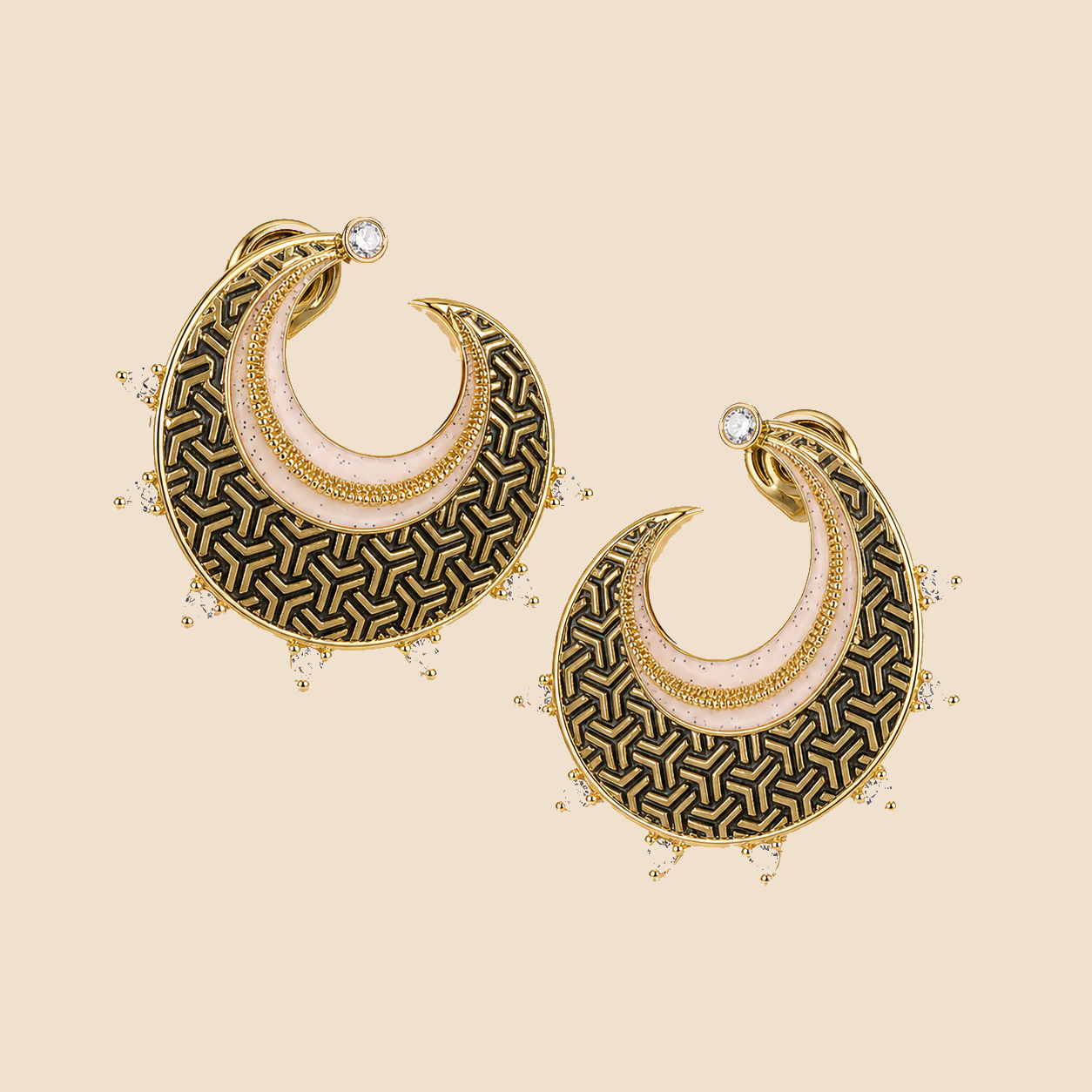 Grecian Noir Crescent Earrings