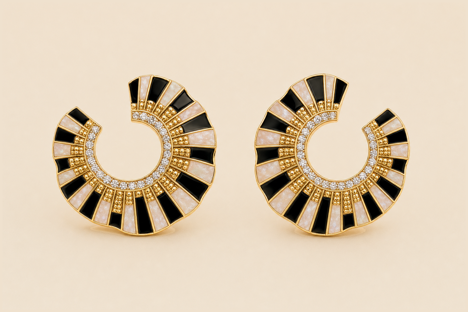 Noir Sunray Crescent Earrings