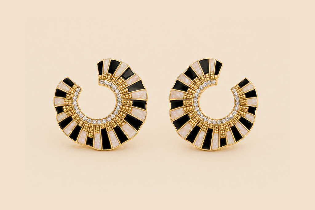 Noir Sunray Crescent Earrings