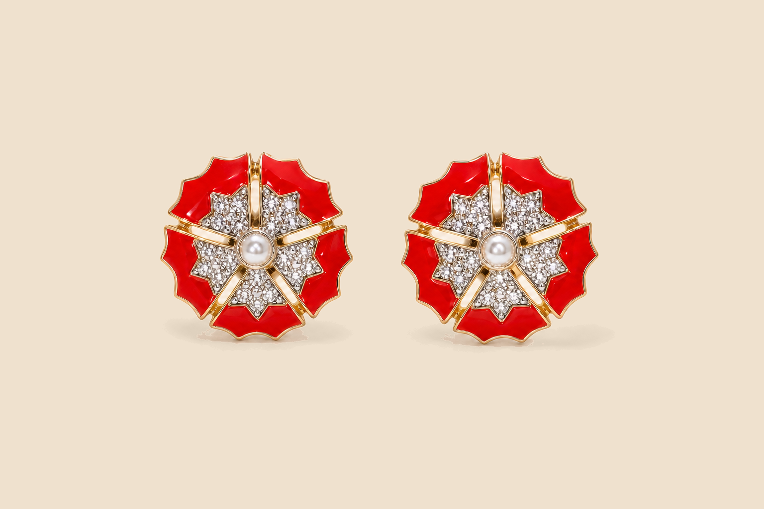 Ruby Pearl Starburst Studs