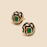 Noir Emerald Wave Studs